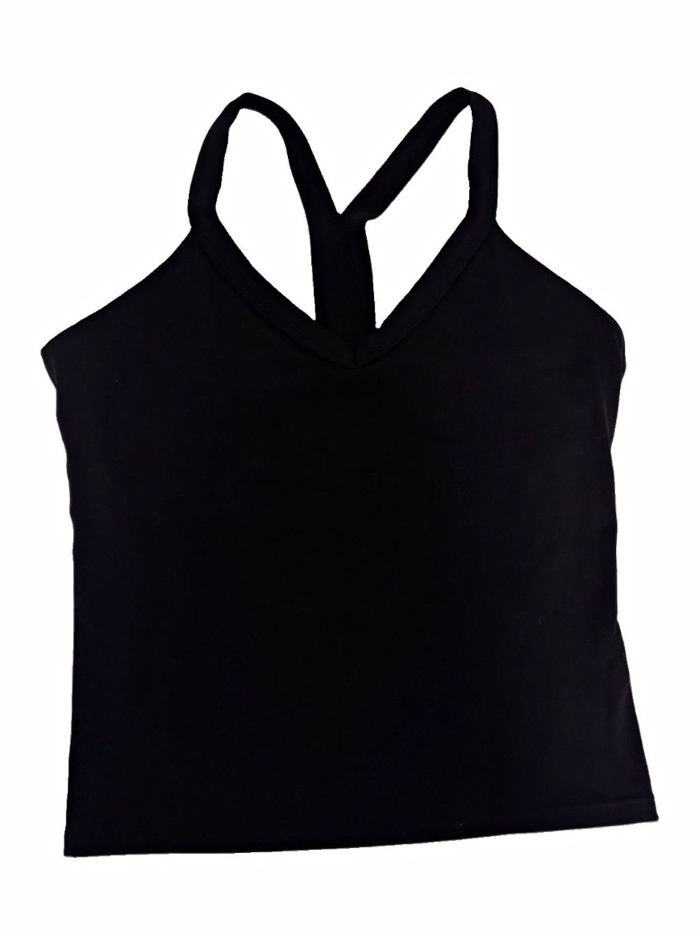 PTULA Women’s Black Powertech Tempo V-Neck Racerback Tank Built-In Bra Size S
